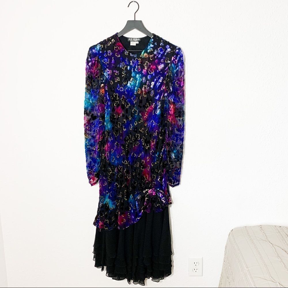Judy Hornby 1980s multi color formal silk blend